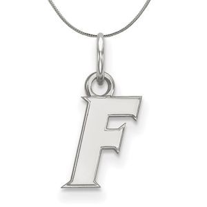 Sterling Silver U. of Florida XS (Tiny) Initial F Necklace - 16 Inch